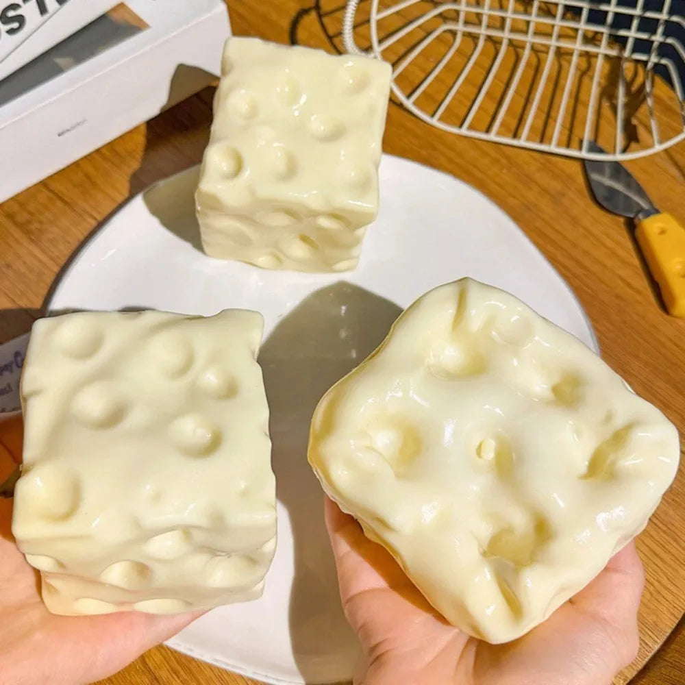 Taba Squishy Cheese Cube Stress Ball Shapeable Squeeze Ball Non Rebound Sensory Fidget Toys for Kids and Adults Relaxing Gifts