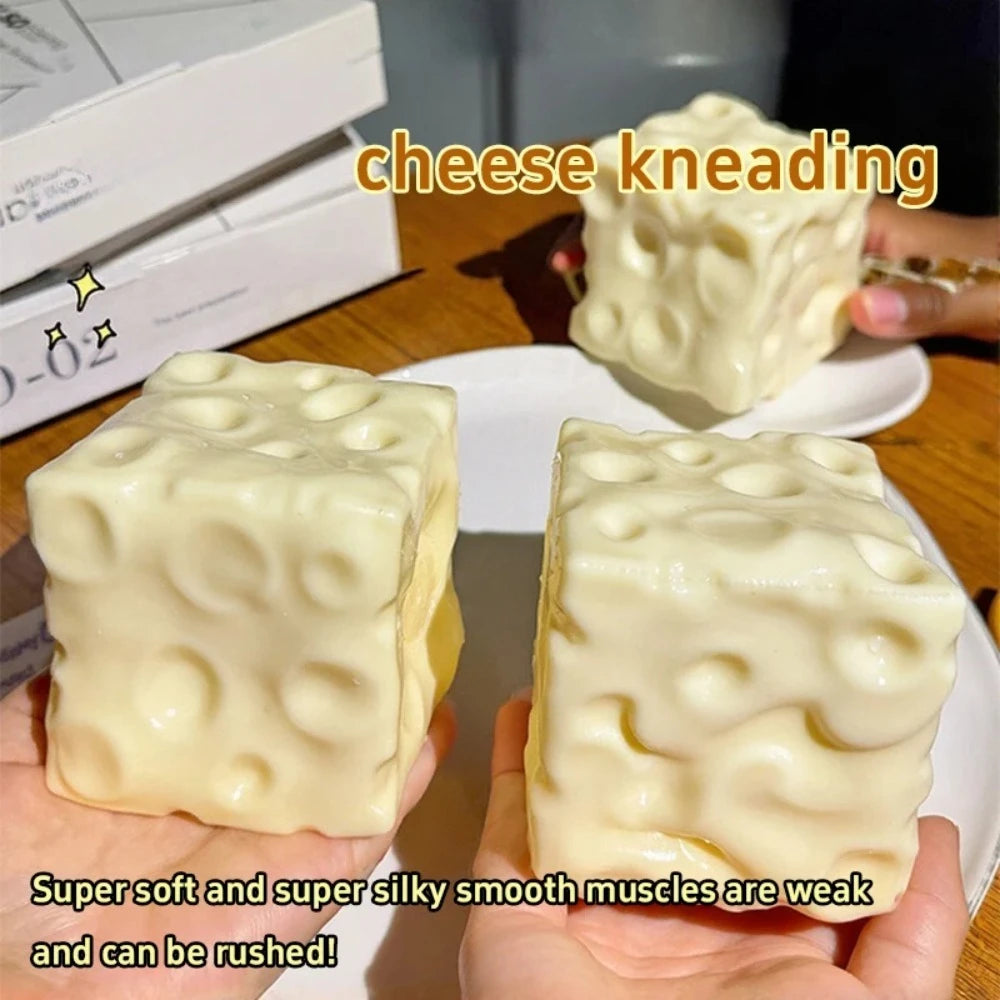 Taba Squishy Cheese Cube Stress Ball Shapeable Squeeze Ball Non Rebound Sensory Fidget Toys for Kids and Adults Relaxing Gifts